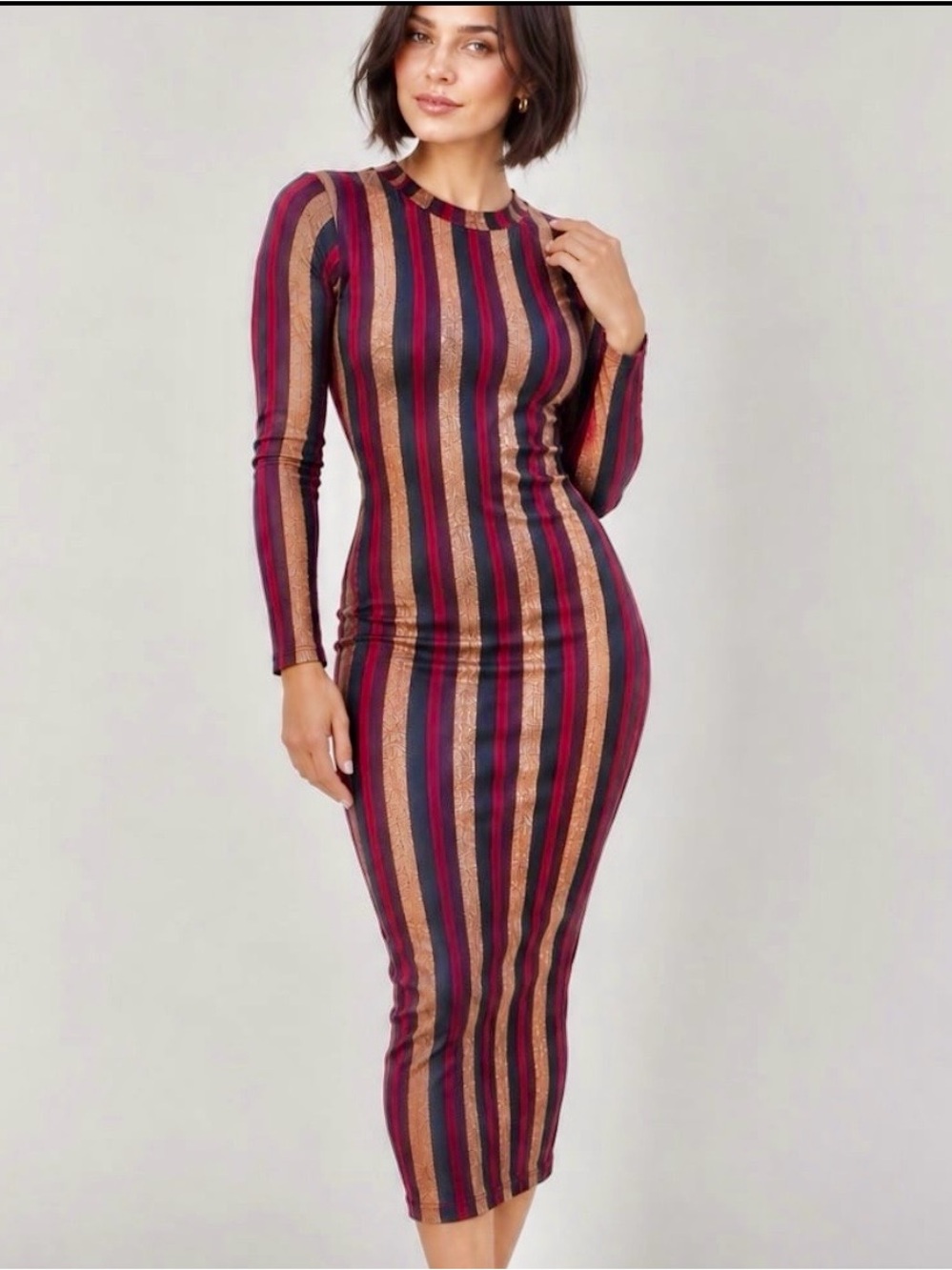 ASOS Glitter Stripe BodyCon Midi Dress